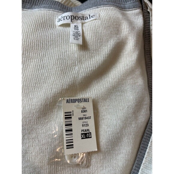 Aeropostale Ivory Grey Trim Button Up Tunic Long Cardigan XL NWT Academia - Picture 9 of 14